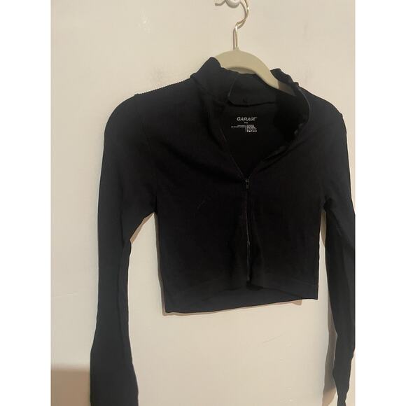 Garage Long Sleeve Ribbed Crop Zip Up Top Sz PS - Picture 5 of 6